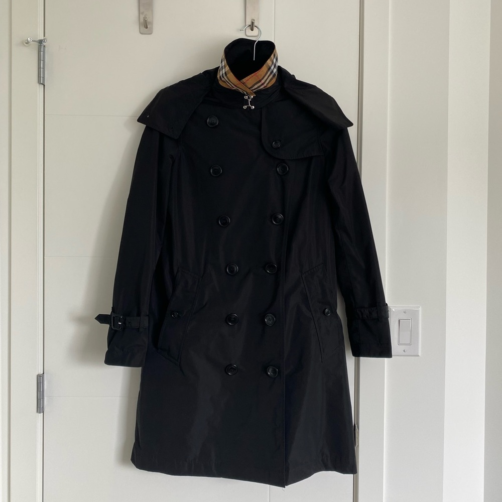 Detachable Hood Taffeta Kensington Burberry Trench Coat - Picture 2 of 8